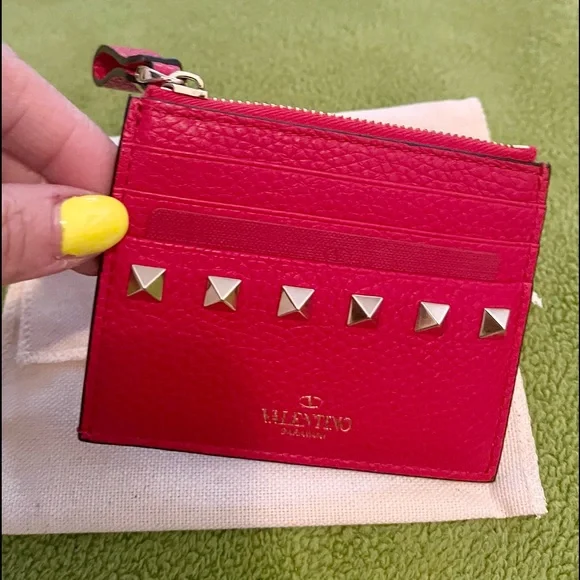 Valentino Rockstud Leather Coin purse & card Case - Picture 1 of 2